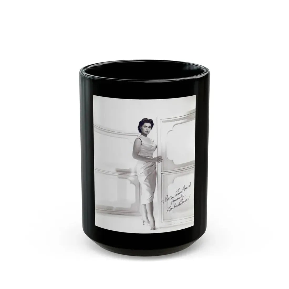 Barbara Darrow #07_1 (Vintage Female Icon) Black Coffee Mug 15oz - Go Mug Yourself