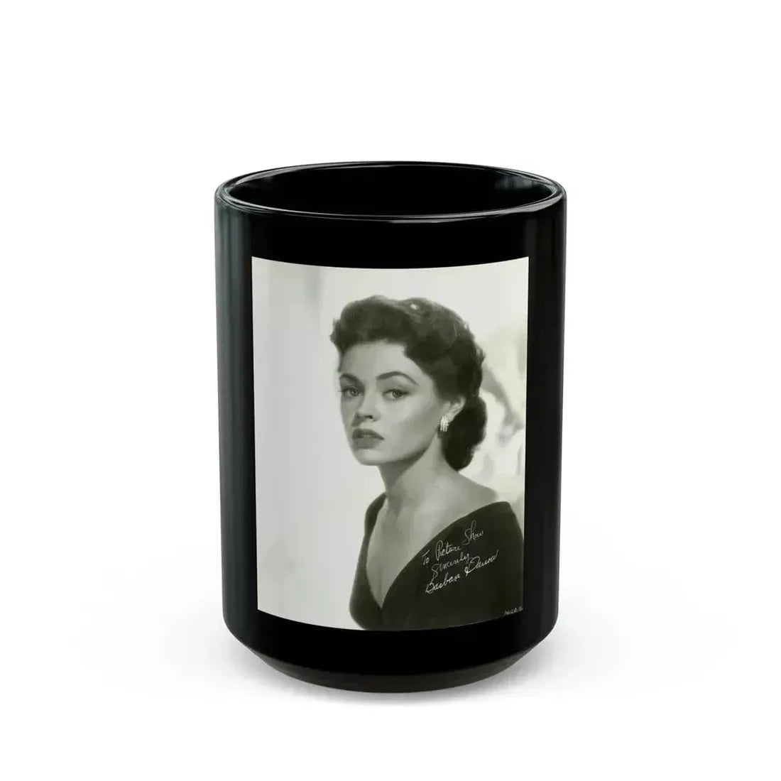 Barbara Darrow #08 (Vintage Female Icon) Black Coffee Mug 15oz - Go Mug Yourself