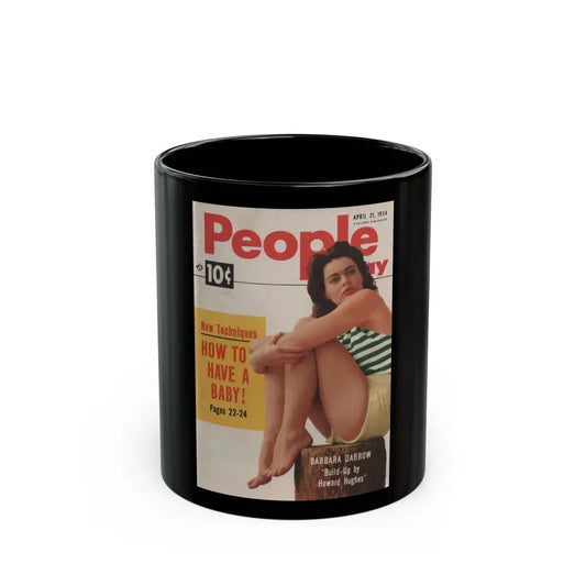 Barbara Darrow #23 - Barbara on Cover in Color of People Pocket Mag. 4-21-54 (Vintage Female Icon) Black Coffee Mug 11oz - Go Mug Yourself