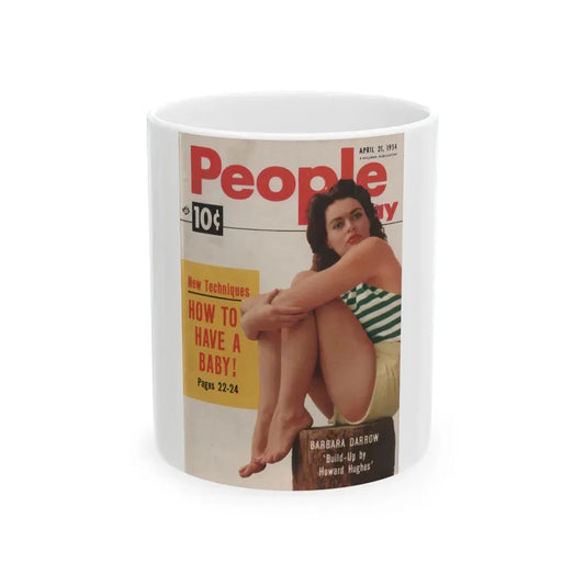 Barbara Darrow #23 - Barbara on Cover in Color of People Pocket Mag. 4-21-54 (Vintage Female Icon) White Coffee Mug 11oz - Go Mug Yourself