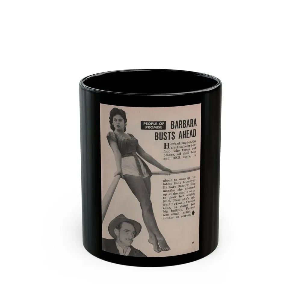 Barbara Darrow #24 - 1 B&W Photo & Article from People Pocket Mag. 4-21-54 (Vintage Female Icon) Black Coffee Mug 11oz - Go Mug Yourself