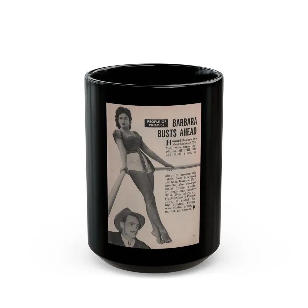 Barbara Darrow #24 - 1 B&W Photo & Article from People Pocket Mag. 4-21-54 (Vintage Female Icon) Black Coffee Mug 15oz - Go Mug Yourself