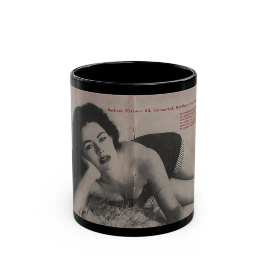 Barbara Darrow #25 - 1 B&W Centerfold Photo from People Pocket Mag. 4-21-54 (Vintage Female Icon) Black Coffee Mug 11oz - Go Mug Yourself