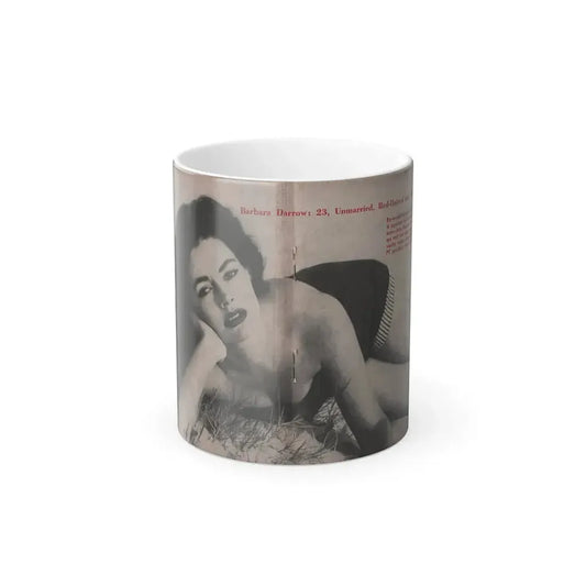 Barbara Darrow #25 - 1 B&W Centerfold Photo from People Pocket Mag. 4-21-54 (Vintage Female Icon) Color Changing Mug 11oz 11oz - Go Mug Yourself