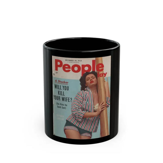 Barbara Darrow #26 - Barbara on Cover in Color of People Pocket Mag. 12-29-54 (Vintage Female Icon) Black Coffee Mug 11oz - Go Mug Yourself