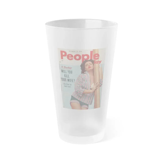 Barbara Darrow #26 - Barbara on Cover in Color of People Pocket Mag. 12-29-54 (Vintage Female Icon) Frosted Pint Glass 16oz 16oz Frosted - Go Mug Yourself