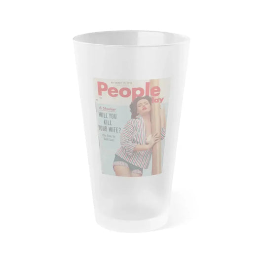 Barbara Darrow #26 - Barbara on Cover in Color of People Pocket Mag. 12-29-54 (Vintage Female Icon) Frosted Pint Glass 16oz 16oz Frosted - Go Mug Yourself