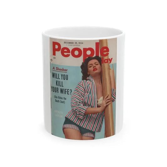 Barbara Darrow #26 - Barbara on Cover in Color of People Pocket Mag. 12-29-54 (Vintage Female Icon) White Coffee Mug 11oz - Go Mug Yourself