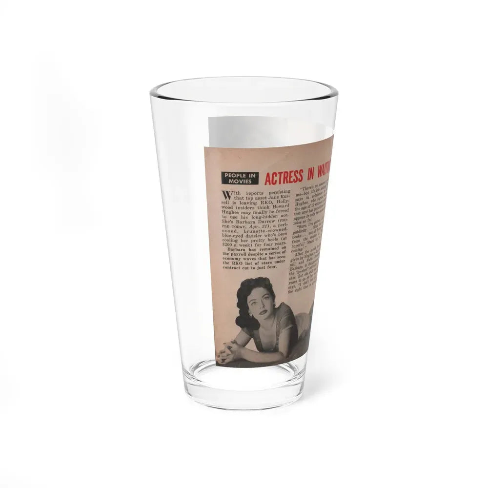 Barbara Darrow #27 - 5 B&W Photos & Article from People Pocket Mag. 12-29-54 (Vintage Female Icon) Pint Glass 16oz - Go Mug Yourself