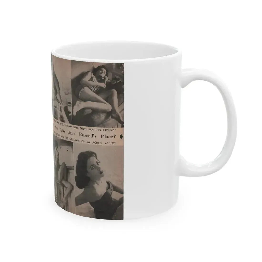 Barbara Darrow #27 - 5 B&W Photos & Article from People Pocket Mag. 12-29-54 (Vintage Female Icon) White Coffee Mug - Go Mug Yourself