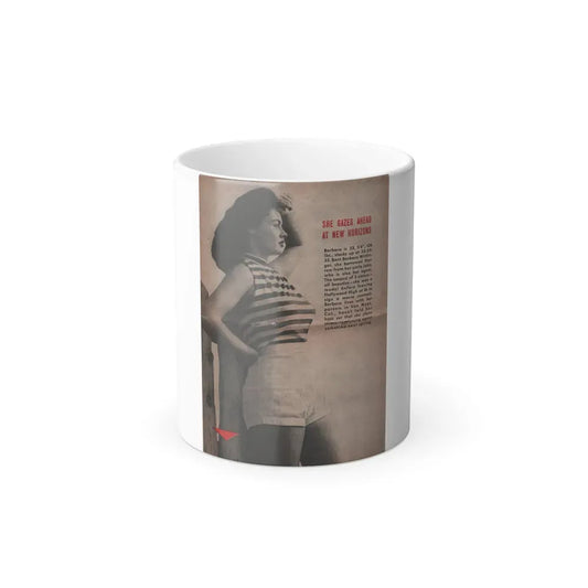 Barbara Darrow #28 - 1 B&W Centerfold Photo & Small Article from People Pocket Mag. 12-29-54 (Vintage Female Icon) Color Changing Mug 11oz 11oz - Go Mug Yourself