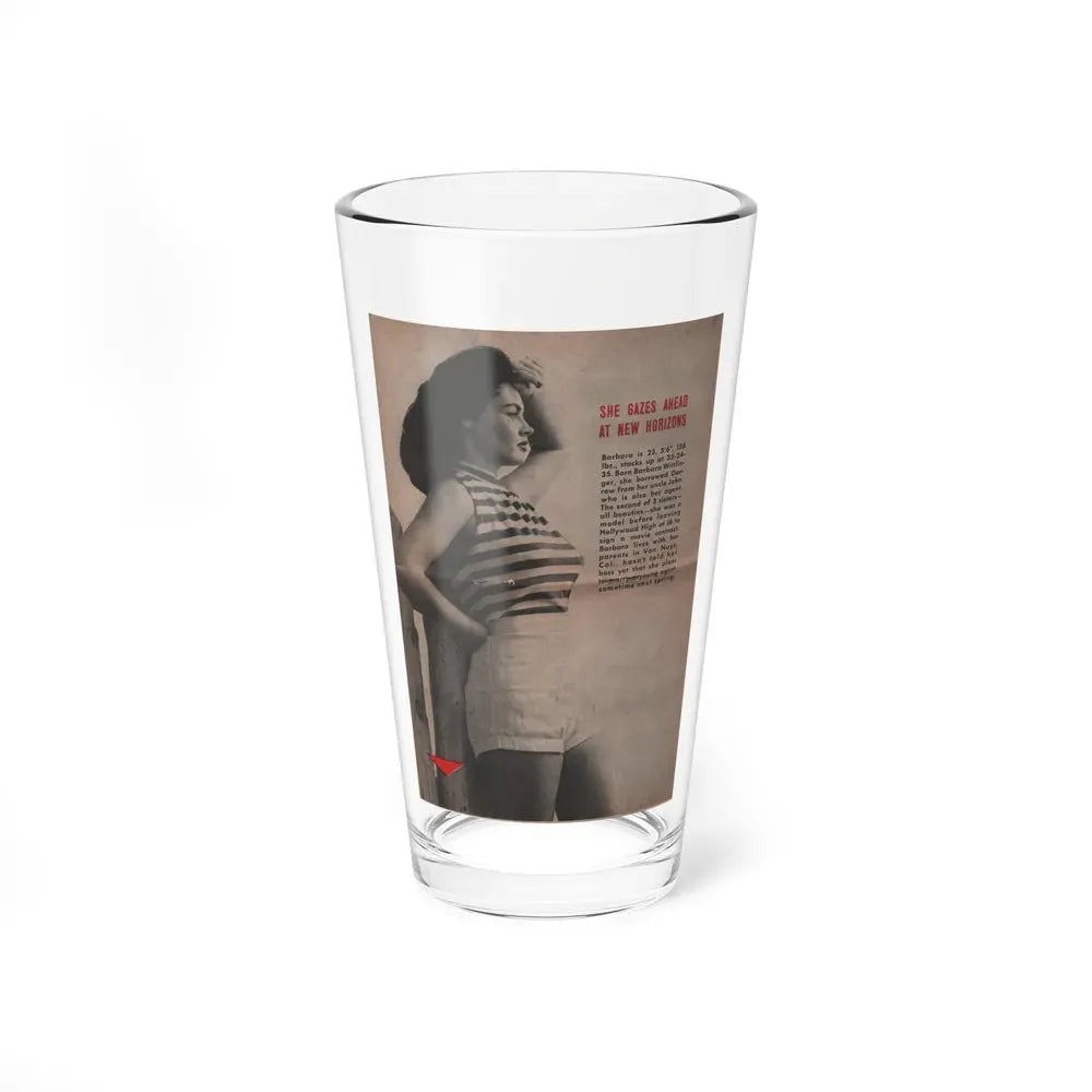 Barbara Darrow #28 - 1 B&W Centerfold Photo & Small Article from People Pocket Mag. 12-29-54 (Vintage Female Icon) Pint Glass 16oz 16oz - Go Mug Yourself