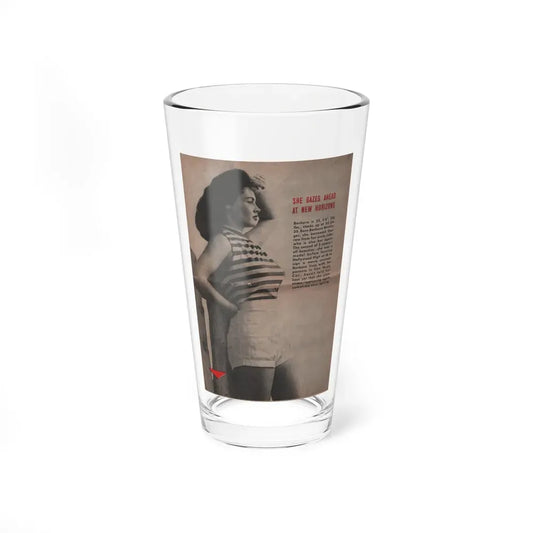 Barbara Darrow #28 - 1 B&W Centerfold Photo & Small Article from People Pocket Mag. 12-29-54 (Vintage Female Icon) Pint Glass 16oz 16oz - Go Mug Yourself