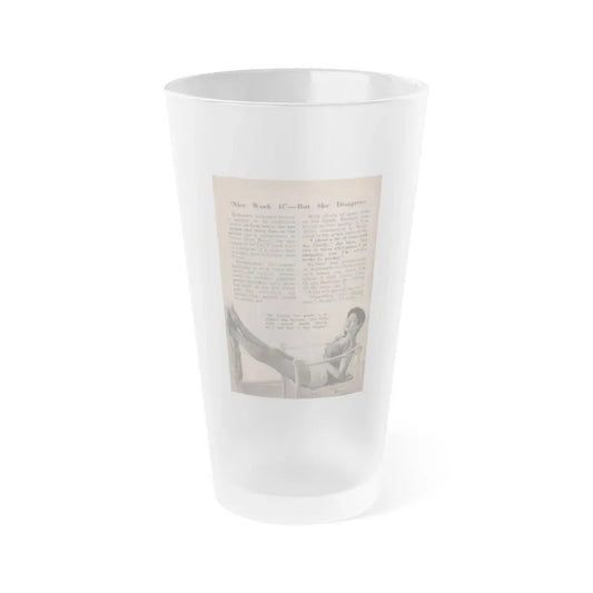 Barbara Darrow #29 - 1 B&W Photo & Article from People Pocket Mag. 12-29-54 (Vintage Female Icon) Frosted Pint Glass 16oz 16oz Frosted - Go Mug Yourself