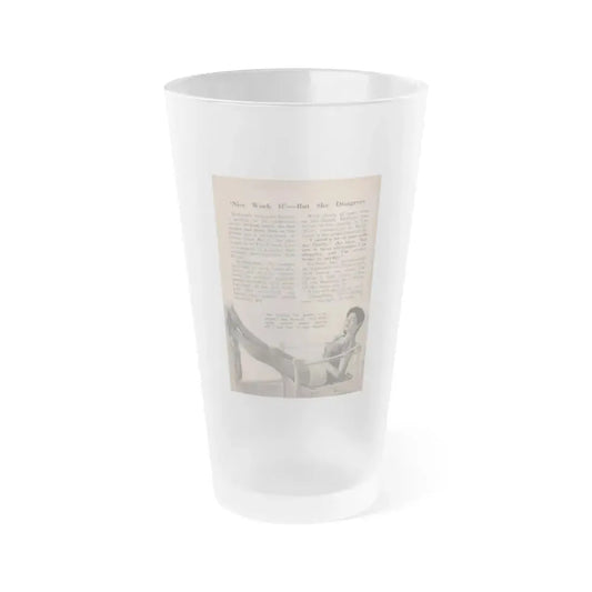 Barbara Darrow #29 - 1 B&W Photo & Article from People Pocket Mag. 12-29-54 (Vintage Female Icon) Frosted Pint Glass 16oz 16oz Frosted - Go Mug Yourself