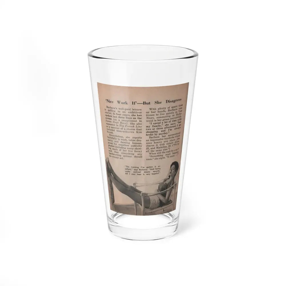 Barbara Darrow #29 - 1 B&W Photo & Article from People Pocket Mag. 12-29-54 (Vintage Female Icon) Pint Glass 16oz 16oz - Go Mug Yourself