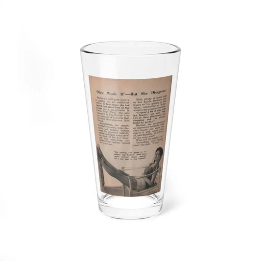 Barbara Darrow #29 - 1 B&W Photo & Article from People Pocket Mag. 12-29-54 (Vintage Female Icon) Pint Glass 16oz 16oz - Go Mug Yourself