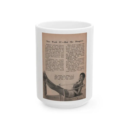 Barbara Darrow #29 - 1 B&W Photo & Article from People Pocket Mag. 12-29-54 (Vintage Female Icon) White Coffee Mug 15oz - Go Mug Yourself