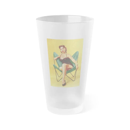 Barbara Darrow #30 - Barbara on Back Cover in Color of BRIEF Digest Mag. Nov. '54 (Vintage Female Icon) Frosted Pint Glass 16oz 16oz Frosted - Go Mug Yourself