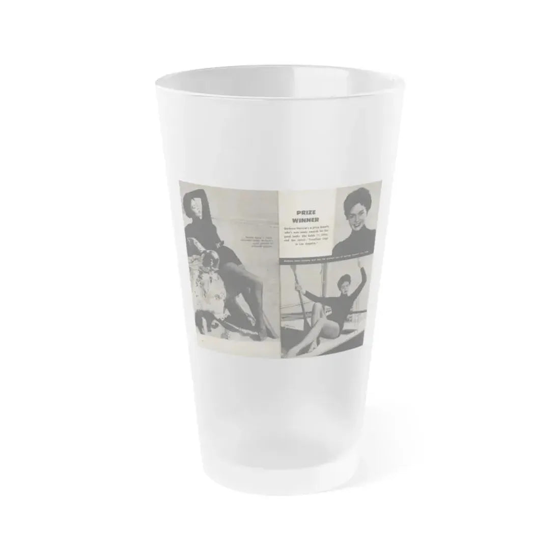 Barbara Darrow #31 - 3 B&W Photos & 3 Captions from Picture Digest Mag. April '56 1 (Vintage Female Icon) Frosted Pint Glass 16oz 16oz Frosted - Go Mug Yourself