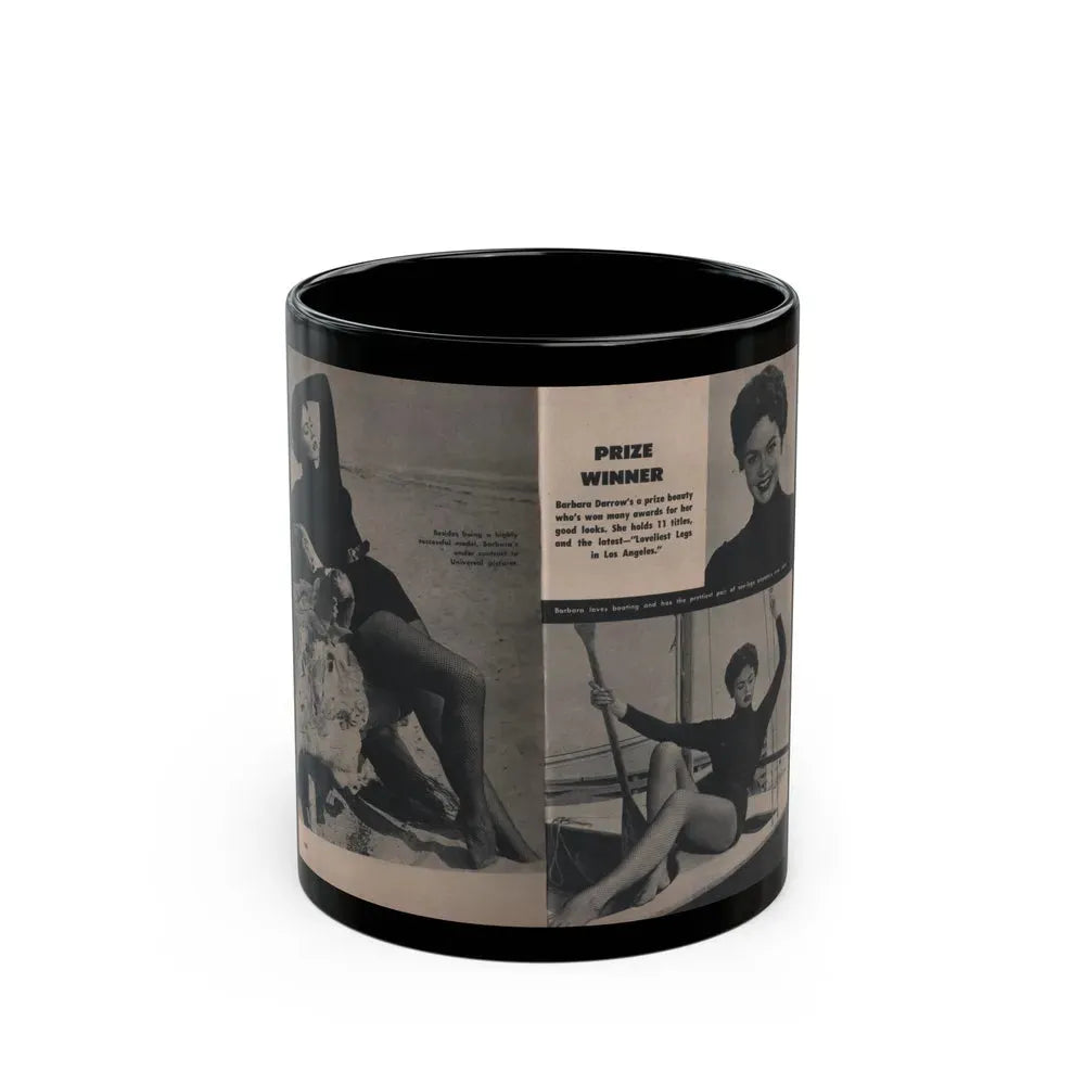 Barbara Darrow #31 - 3 B&W Photos & 3 Captions from Picture Digest Mag. April '56 (Vintage Female Icon) Black Coffee Mug 11oz - Go Mug Yourself