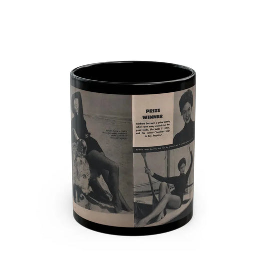 Barbara Darrow #31 - 3 B&W Photos & 3 Captions from Picture Digest Mag. April '56 (Vintage Female Icon) Black Coffee Mug 11oz - Go Mug Yourself