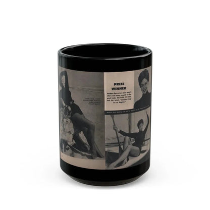 Barbara Darrow #31 - 3 B&W Photos & 3 Captions from Picture Digest Mag. April '56 (Vintage Female Icon) Black Coffee Mug 15oz - Go Mug Yourself