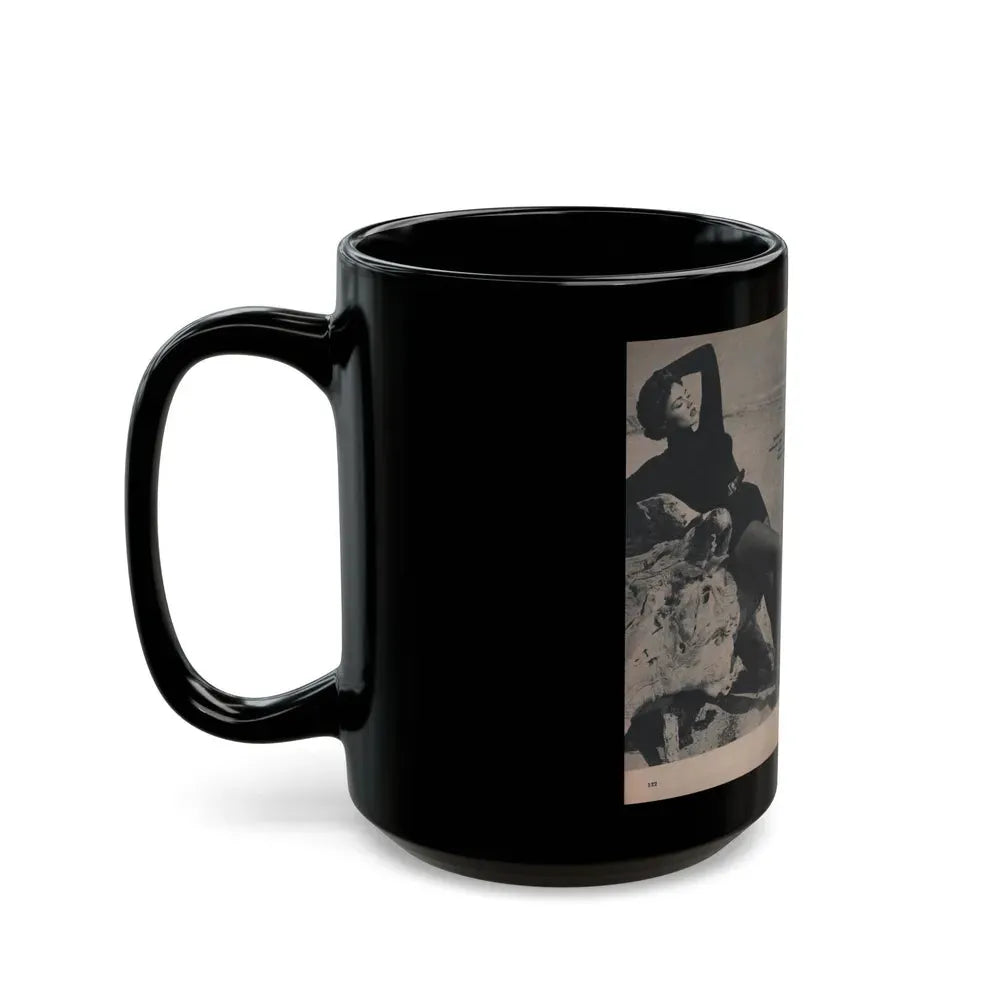 Barbara Darrow #31 - 3 B&W Photos & 3 Captions from Picture Digest Mag. April '56 (Vintage Female Icon) Black Coffee Mug - Go Mug Yourself