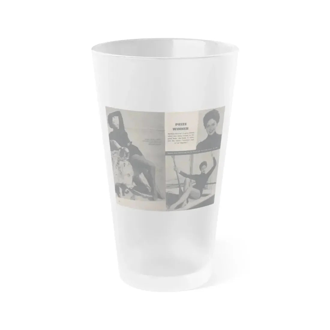 Barbara Darrow #31 - 3 B&W Photos & 3 Captions from Picture Digest Mag. April '56 (Vintage Female Icon) Frosted Pint Glass 16oz 16oz Frosted - Go Mug Yourself