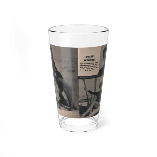 Barbara Darrow #31 - 3 B&W Photos & 3 Captions from Picture Digest Mag. April '56 (Vintage Female Icon) Pint Glass 16oz 16oz - Go Mug Yourself