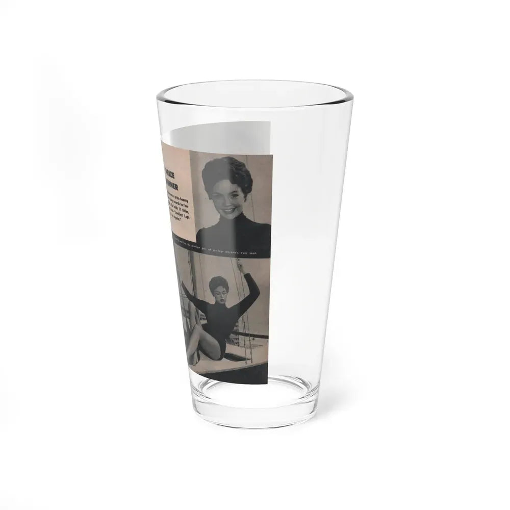 Barbara Darrow #31 - 3 B&W Photos & 3 Captions from Picture Digest Mag. April '56 (Vintage Female Icon) Pint Glass 16oz - Go Mug Yourself