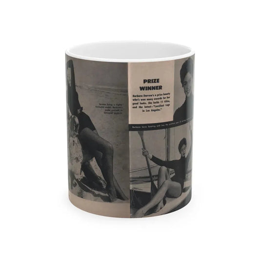 Barbara Darrow #31 - 3 B&W Photos & 3 Captions from Picture Digest Mag. April '56 (Vintage Female Icon) White Coffee Mug 11oz - Go Mug Yourself