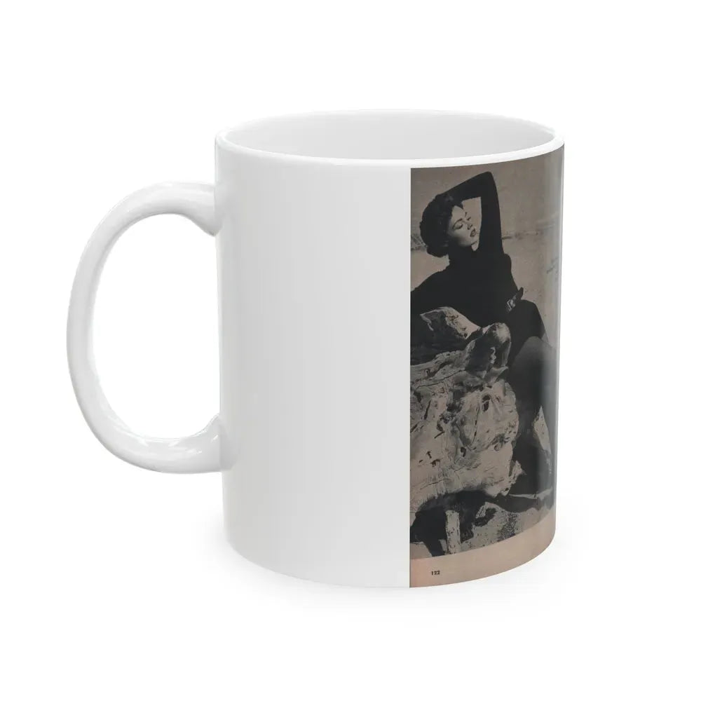 Barbara Darrow #31 - 3 B&W Photos & 3 Captions from Picture Digest Mag. April '56 (Vintage Female Icon) White Coffee Mug - Go Mug Yourself