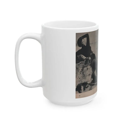 Barbara Darrow #31 - 3 B&W Photos & 3 Captions from Picture Digest Mag. April '56 (Vintage Female Icon) White Coffee Mug - Go Mug Yourself
