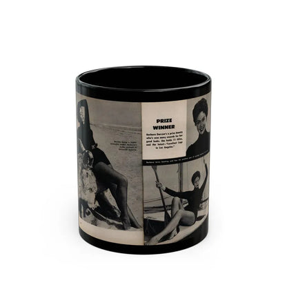 Barbara Darrow #31 - 3 B&W Photos & 3 Captions from Picture Digest Mag. April '56_1 (Vintage Female Icon) Black Coffee Mug 11oz - Go Mug Yourself
