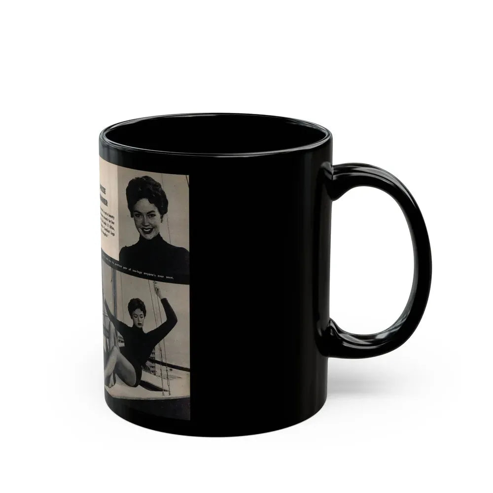 Barbara Darrow #31 - 3 B&W Photos & 3 Captions from Picture Digest Mag. April '56_1 (Vintage Female Icon) Black Coffee Mug - Go Mug Yourself