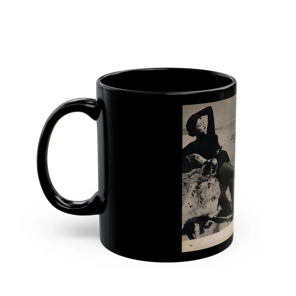 Barbara Darrow #31 - 3 B&W Photos & 3 Captions from Picture Digest Mag. April '56_1 (Vintage Female Icon) Black Coffee Mug - Go Mug Yourself