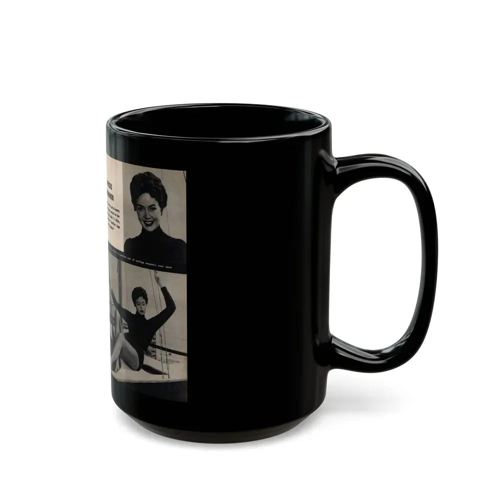 Barbara Darrow #31 - 3 B&W Photos & 3 Captions from Picture Digest Mag. April '56_1 (Vintage Female Icon) Black Coffee Mug - Go Mug Yourself
