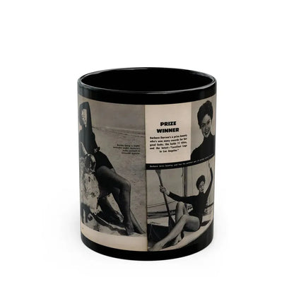 Barbara Darrow #31 - 3 B&W Photos & 3 Captions from Picture Digest Mag. April '56_1 (Vintage Female Icon) Black Coffee Mug - Go Mug Yourself