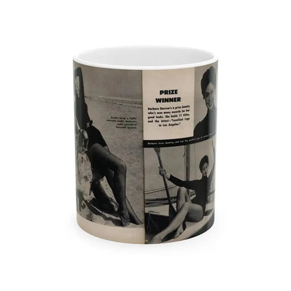Barbara Darrow #31 - 3 B&W Photos & 3 Captions from Picture Digest Mag. April '56_1 (Vintage Female Icon) White Coffee Mug 11oz - Go Mug Yourself