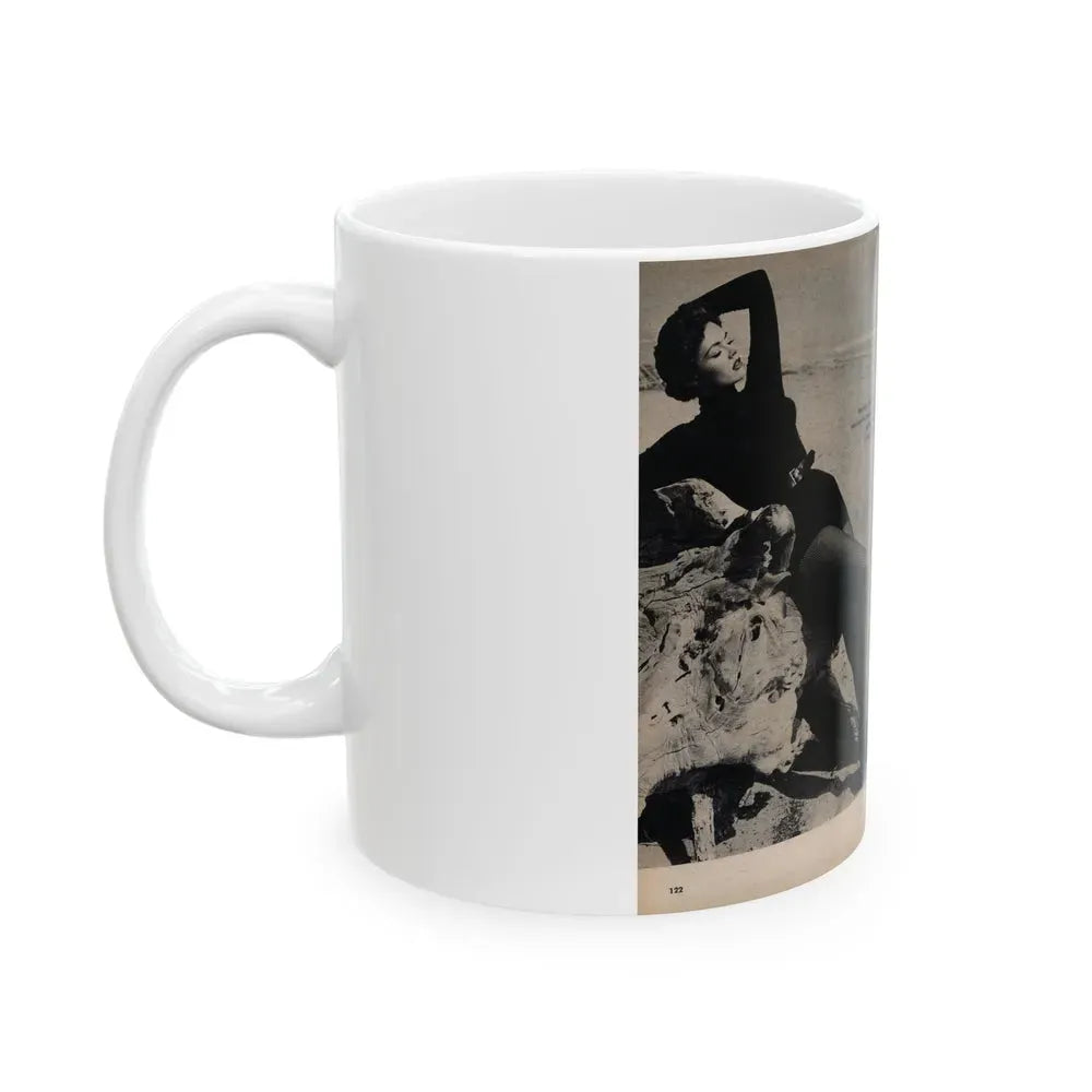 Barbara Darrow #31 - 3 B&W Photos & 3 Captions from Picture Digest Mag. April '56_1 (Vintage Female Icon) White Coffee Mug - Go Mug Yourself