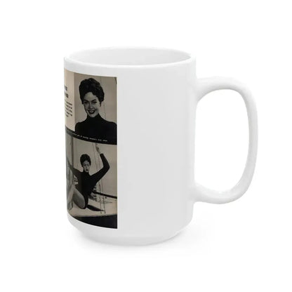 Barbara Darrow #31 - 3 B&W Photos & 3 Captions from Picture Digest Mag. April '56_1 (Vintage Female Icon) White Coffee Mug - Go Mug Yourself