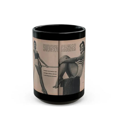 Barbara Darrow #34 - 2 B&W Photos, Caption & Short Article from PHOTO Digest Mag. Dec. '54 (Vintage Female Icon) Black Coffee Mug 15oz - Go Mug Yourself