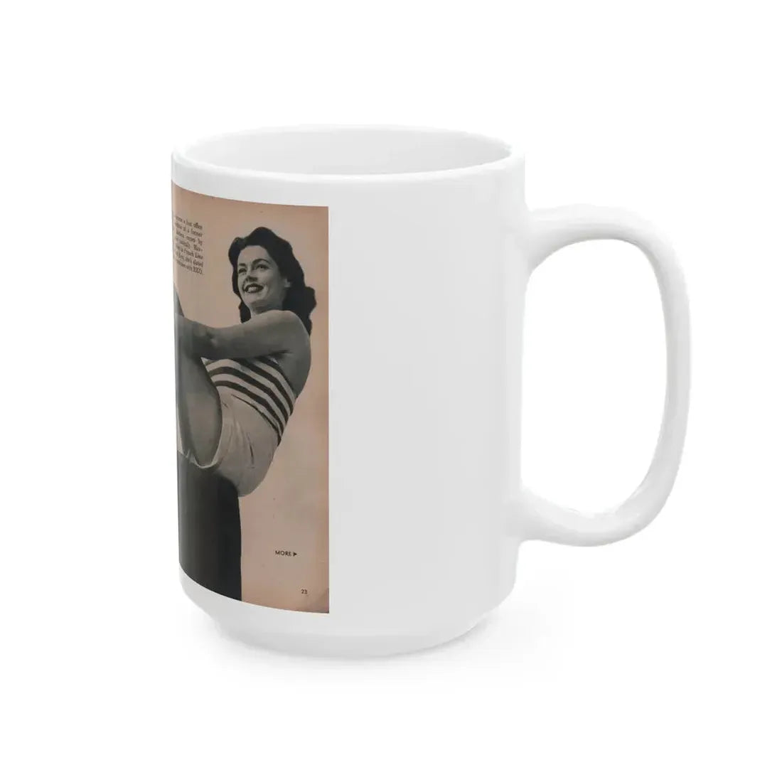 Barbara Darrow #34 - 2 B&W Photos, Caption & Short Article from PHOTO Digest Mag. Dec. '54 (Vintage Female Icon) White Coffee Mug - Go Mug Yourself