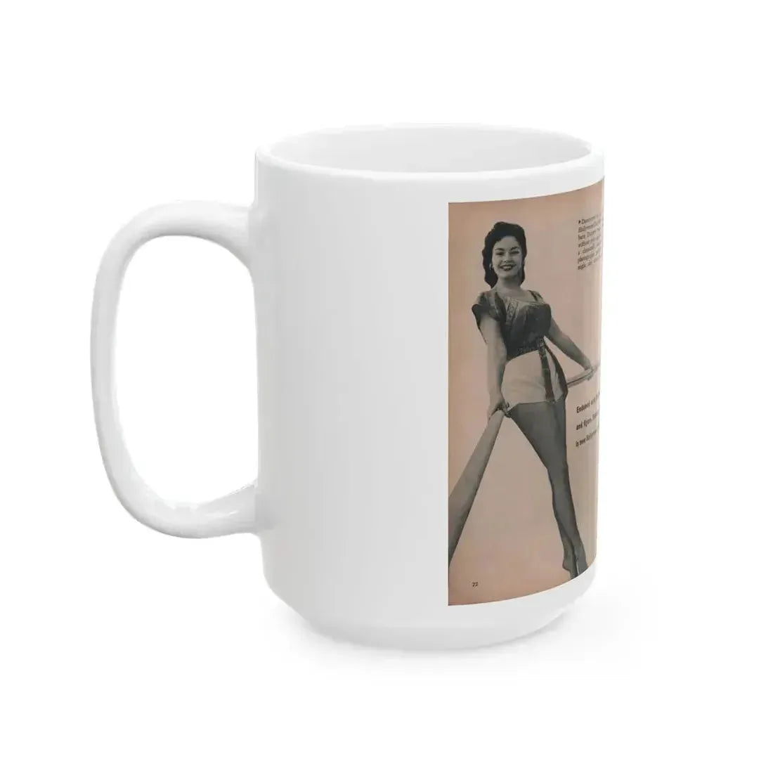 Barbara Darrow #34 - 2 B&W Photos, Caption & Short Article from PHOTO Digest Mag. Dec. '54 (Vintage Female Icon) White Coffee Mug - Go Mug Yourself
