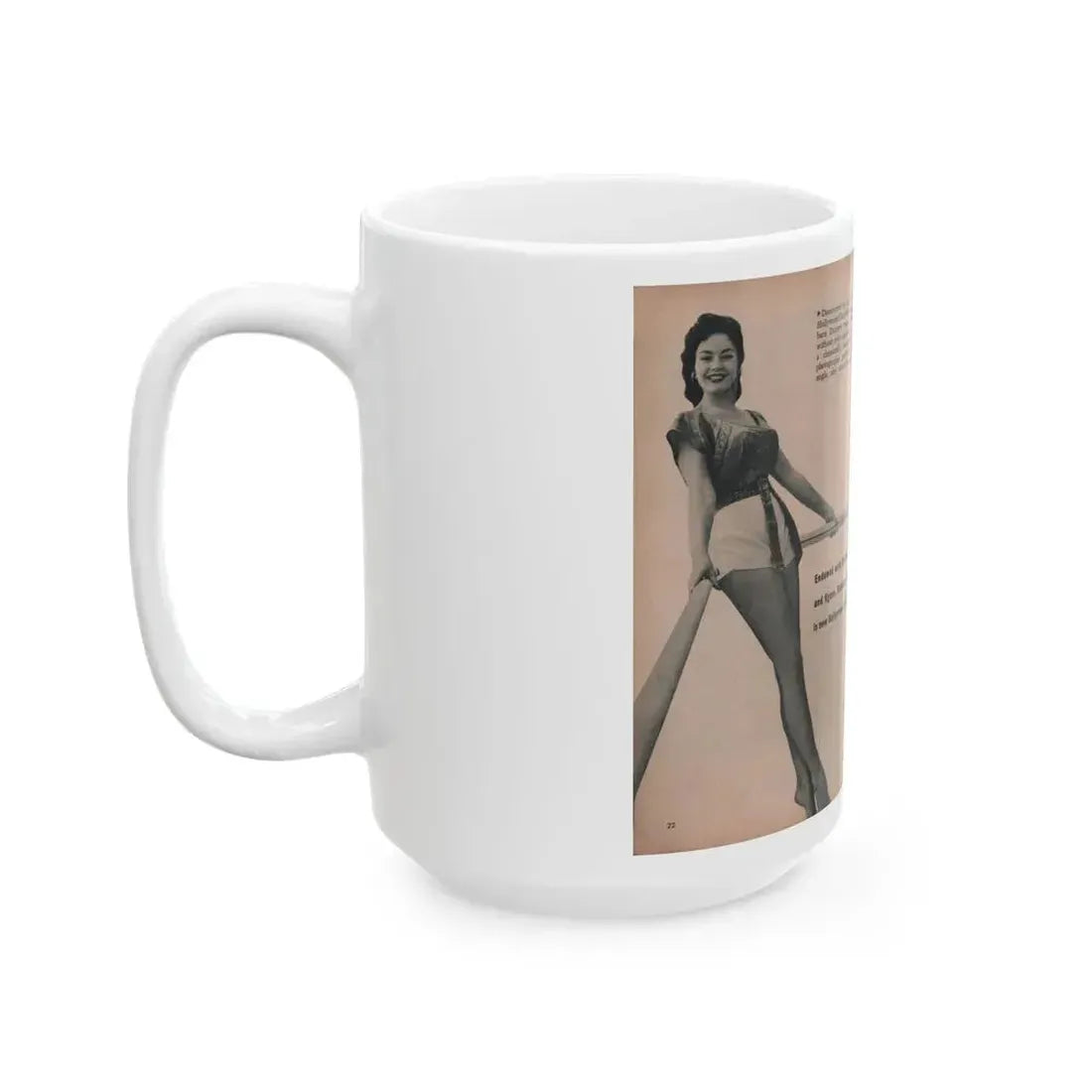Barbara Darrow #34 - 2 B&W Photos, Caption & Short Article from PHOTO Digest Mag. Dec. '54 (Vintage Female Icon) White Coffee Mug - Go Mug Yourself