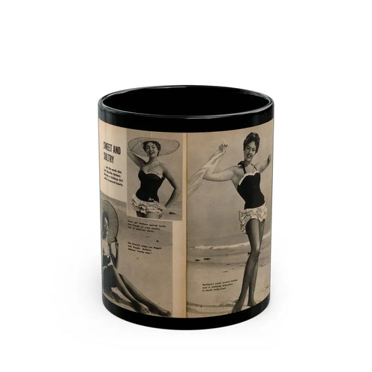 Barbara Darrow #36 - 3 B&W Photos & Captions from Picture Scope Digest Mag. Jan. '57 (Vintage Female Icon) Black Coffee Mug 11oz - Go Mug Yourself