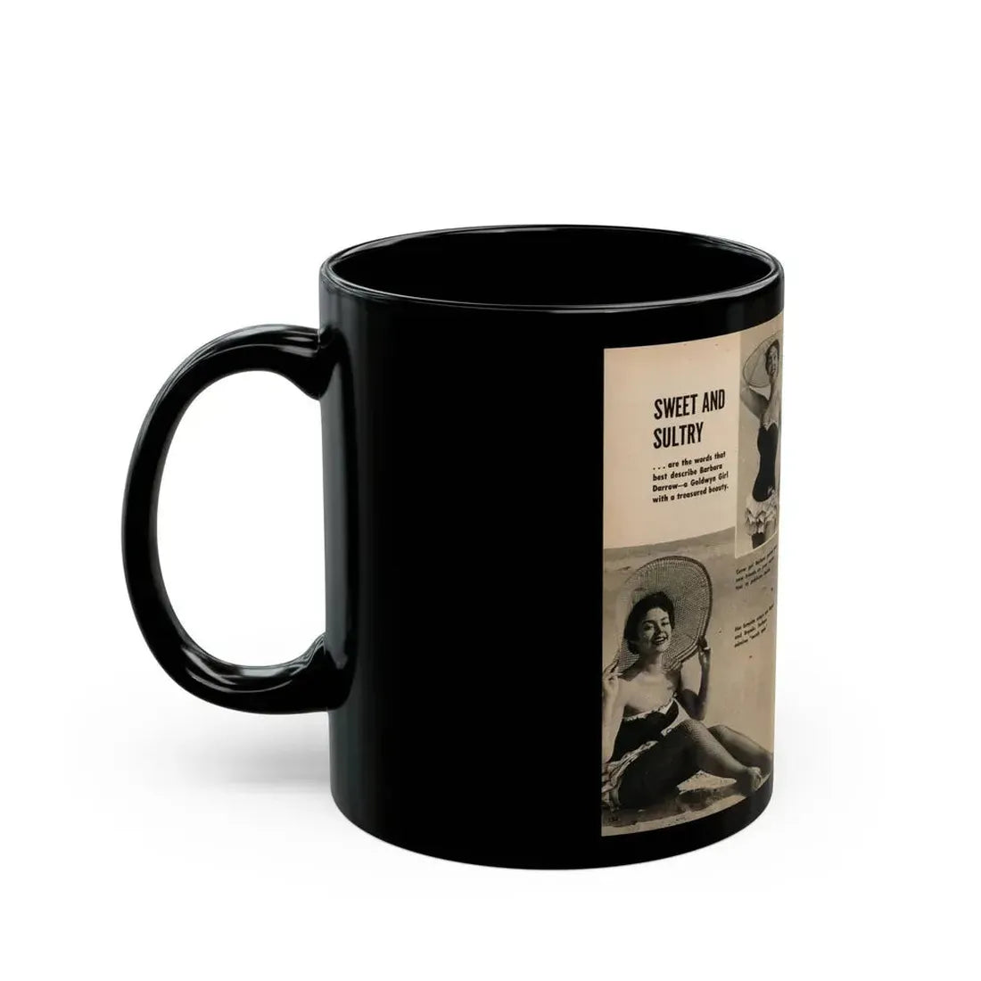 Barbara Darrow #36 - 3 B&W Photos & Captions from Picture Scope Digest Mag. Jan. '57 (Vintage Female Icon) Black Coffee Mug - Go Mug Yourself