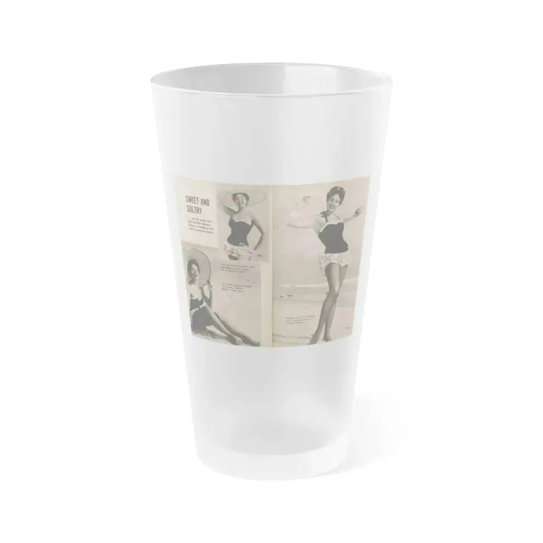 Barbara Darrow #36 - 3 B&W Photos & Captions from Picture Scope Digest Mag. Jan. '57 (Vintage Female Icon) Frosted Pint Glass 16oz 16oz Frosted - Go Mug Yourself