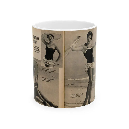 Barbara Darrow #36 - 3 B&W Photos & Captions from Picture Scope Digest Mag. Jan. '57 (Vintage Female Icon) White Coffee Mug 11oz - Go Mug Yourself